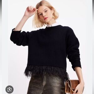 Kate Spade Feather Trim Wool Blend Sweater
